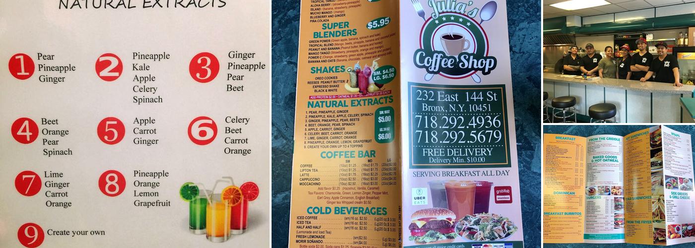 Julia's Coffee Shop Menu
