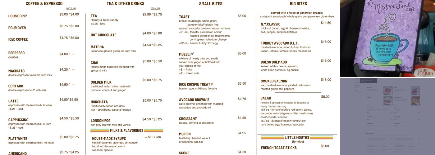 Redemption Coffee Menu