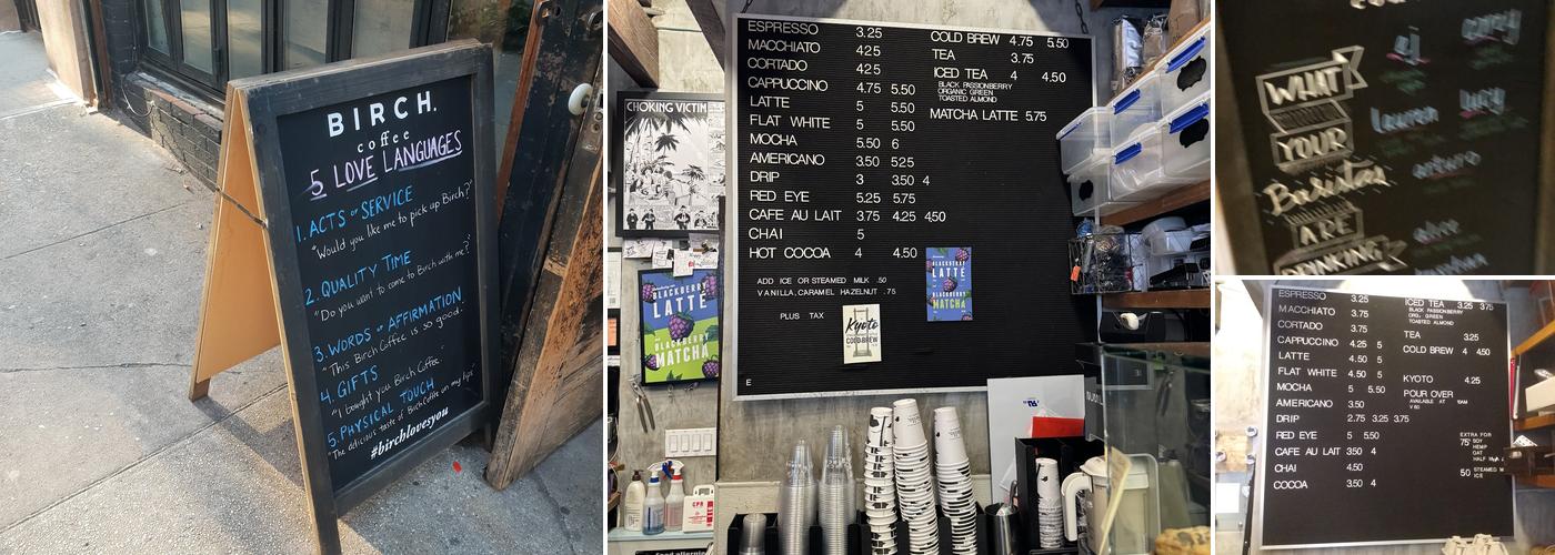 Birch Coffee Menu
