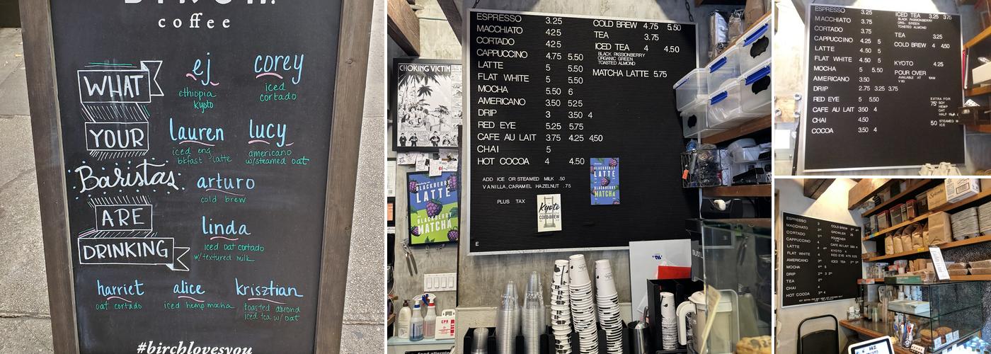 Birch Coffee Menu