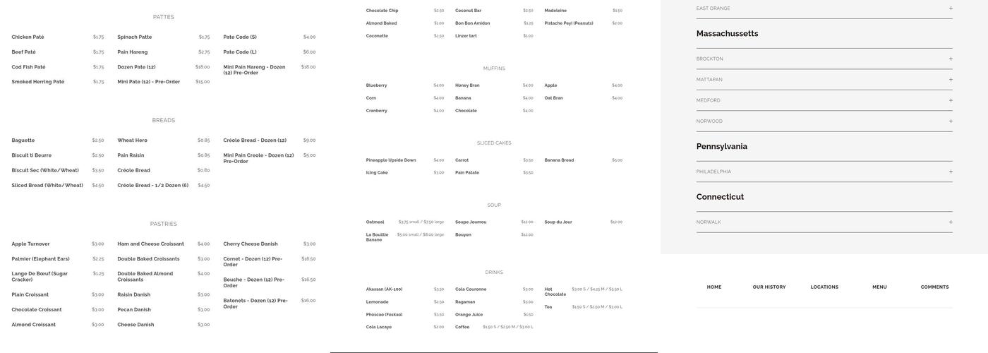 La P'tite Baguette Shop Menu