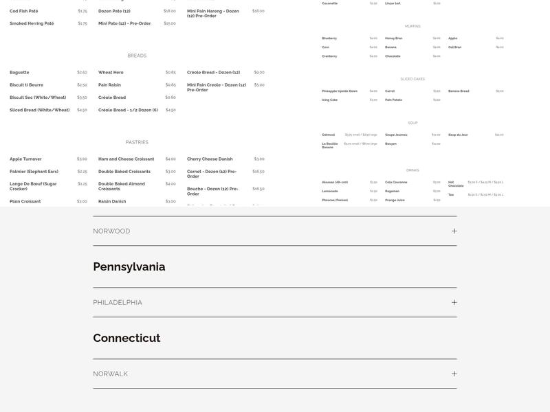 La P'tite Baguette Shop Menu