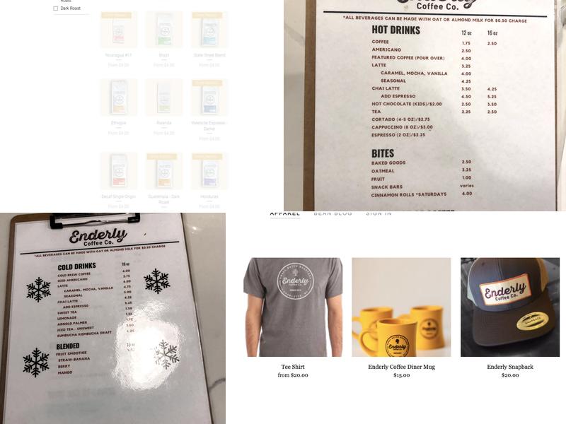 Enderly Coffee Company Menu