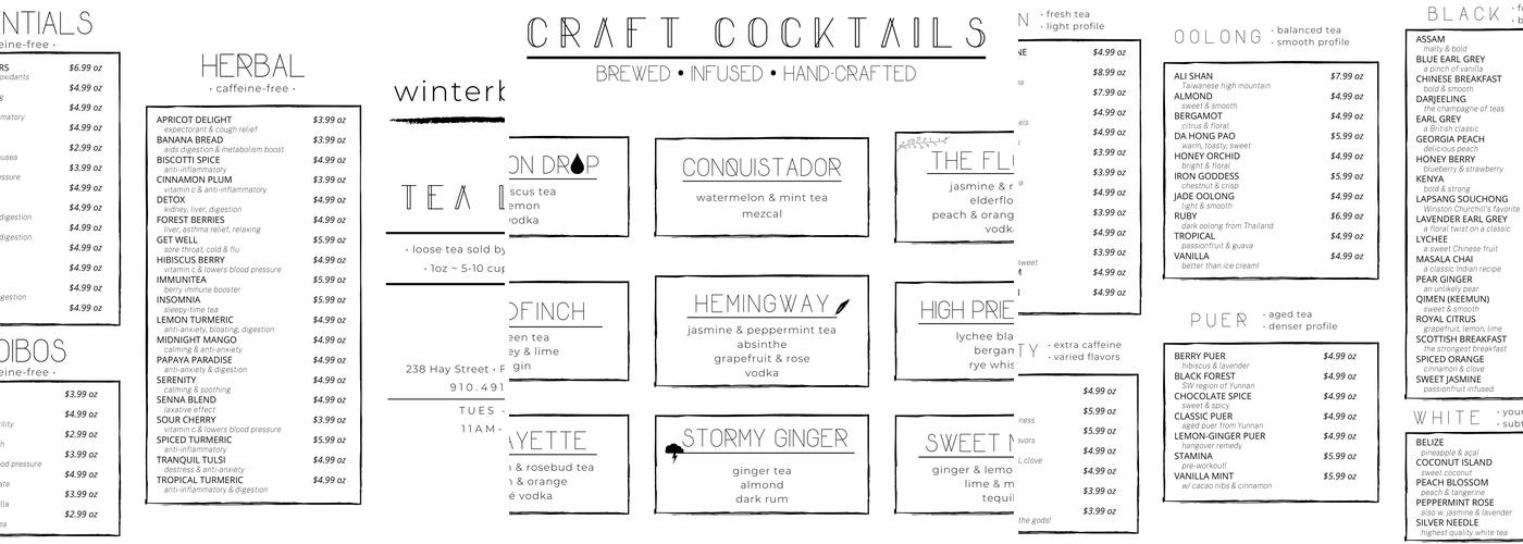 Winterbloom Tea Menu