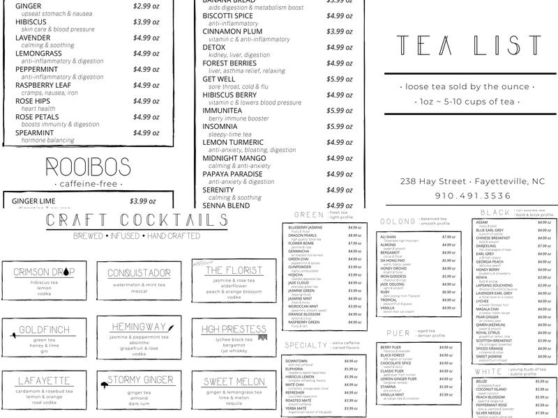 Winterbloom Tea Menu