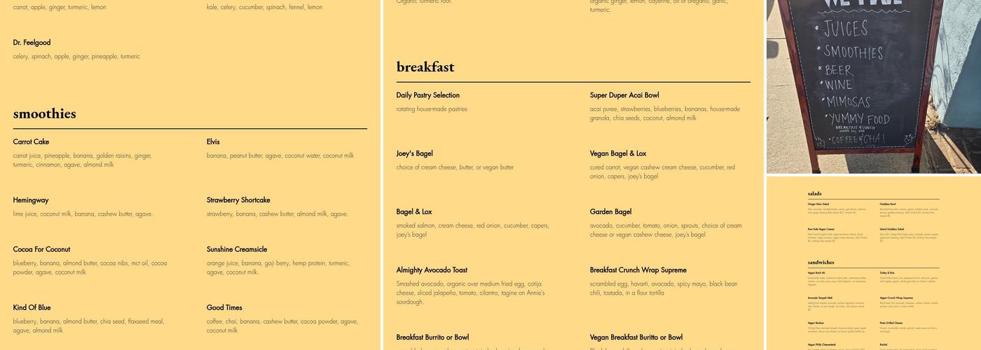 Simple Cafe & Juice Bar Menu