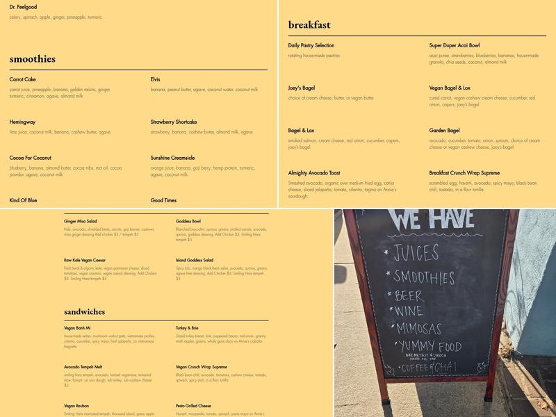 Simple Cafe & Juice Bar Menu