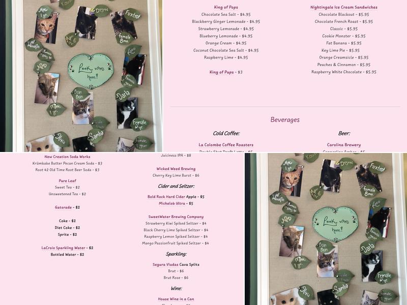 Cat Tales Cat Cafe Menu