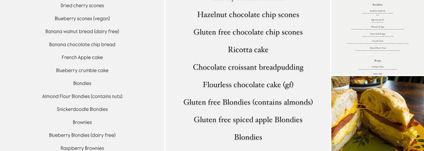 True Salvage Cafe Menu