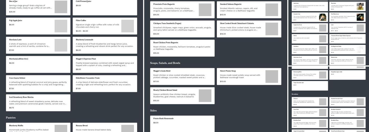 Maggie's Farm Espresso Menu