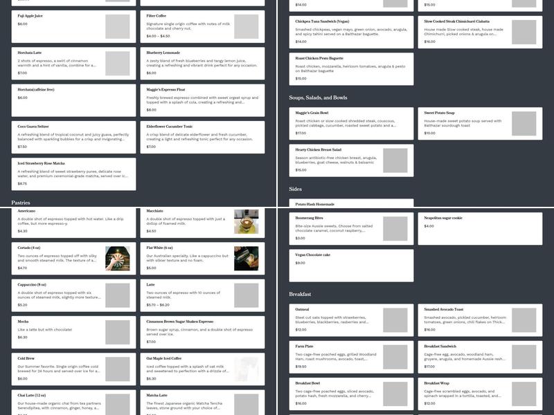 Maggie's Farm Espresso Menu