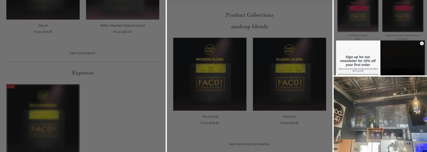 modcup coffee company Menu