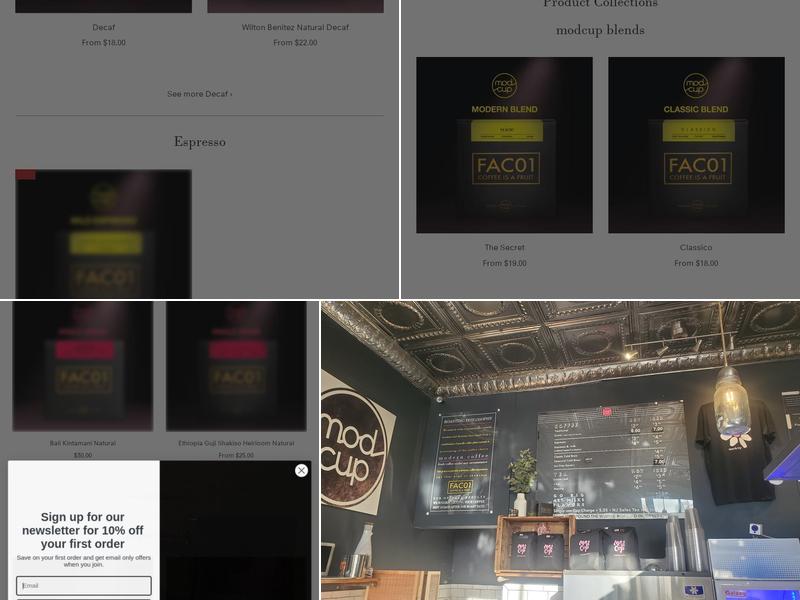 modcup coffee company Menu