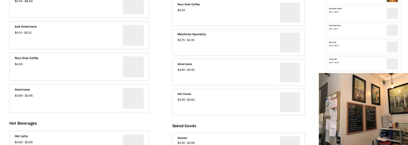 Bean Vault Coffee Menu
