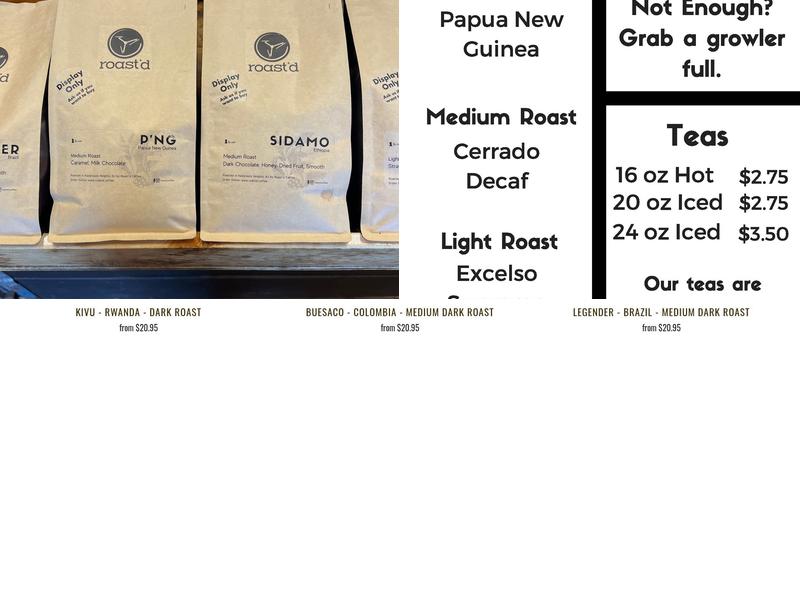 Roast'd Coffee - Hasbrouck Heights Menu