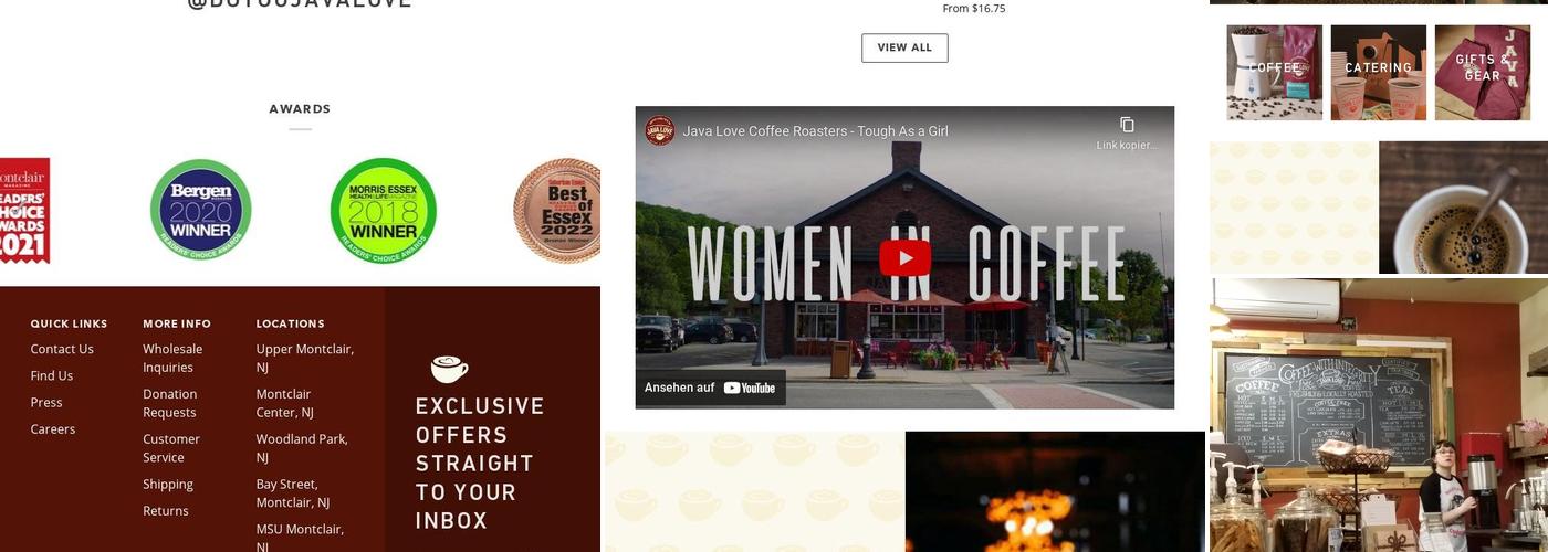 Java Love Coffee Bar Menu