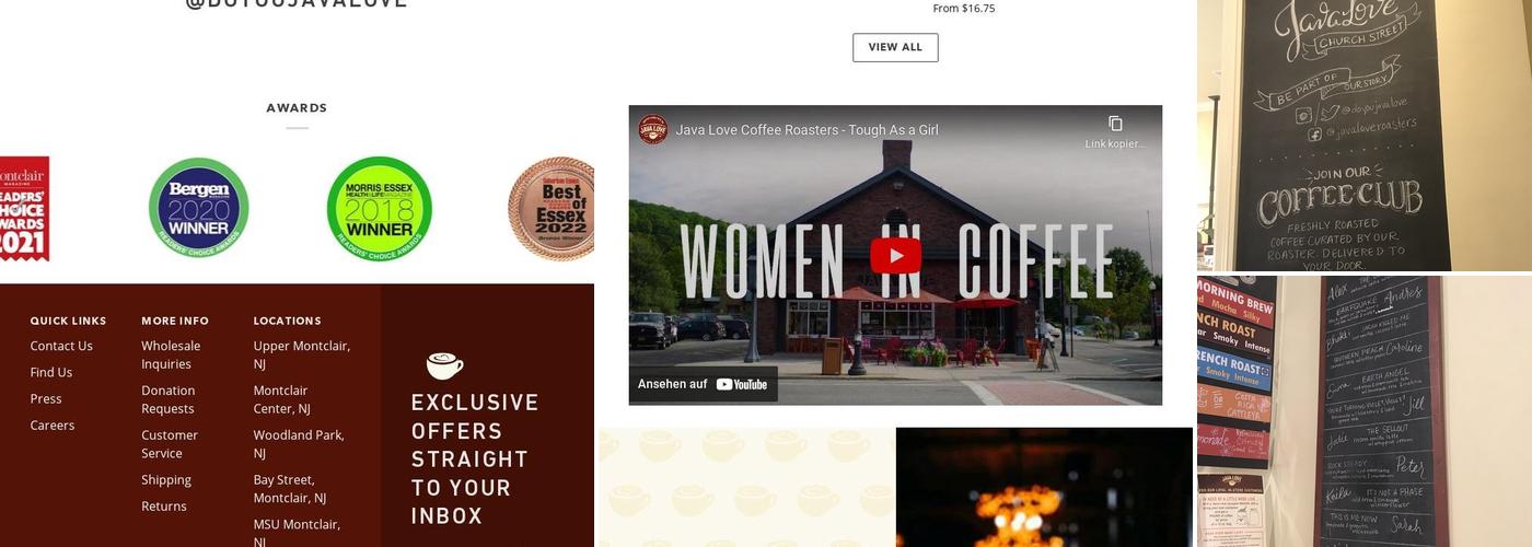 Java Love Coffee Bar Menu