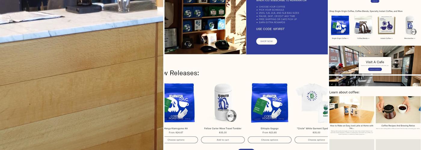 ReAnimator Coffee Menu