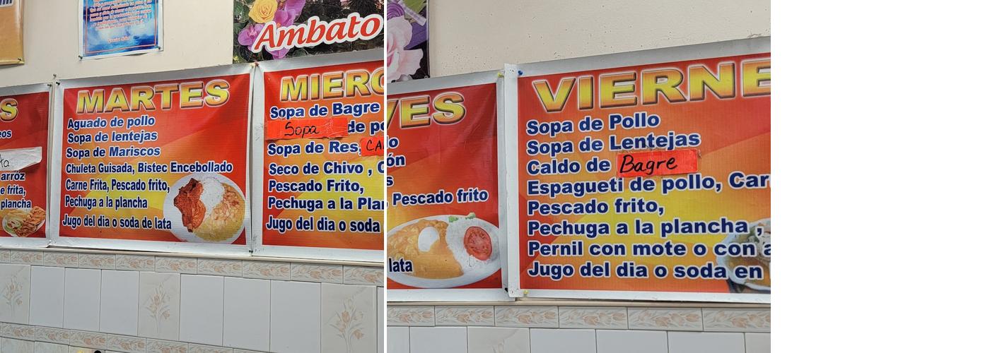 Danni's Bakery - Panadería Ambateño Menu