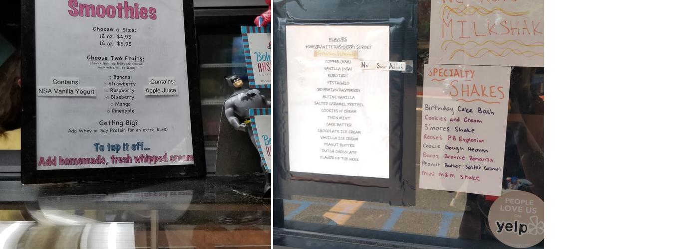 Bohemian Raspberry Menu