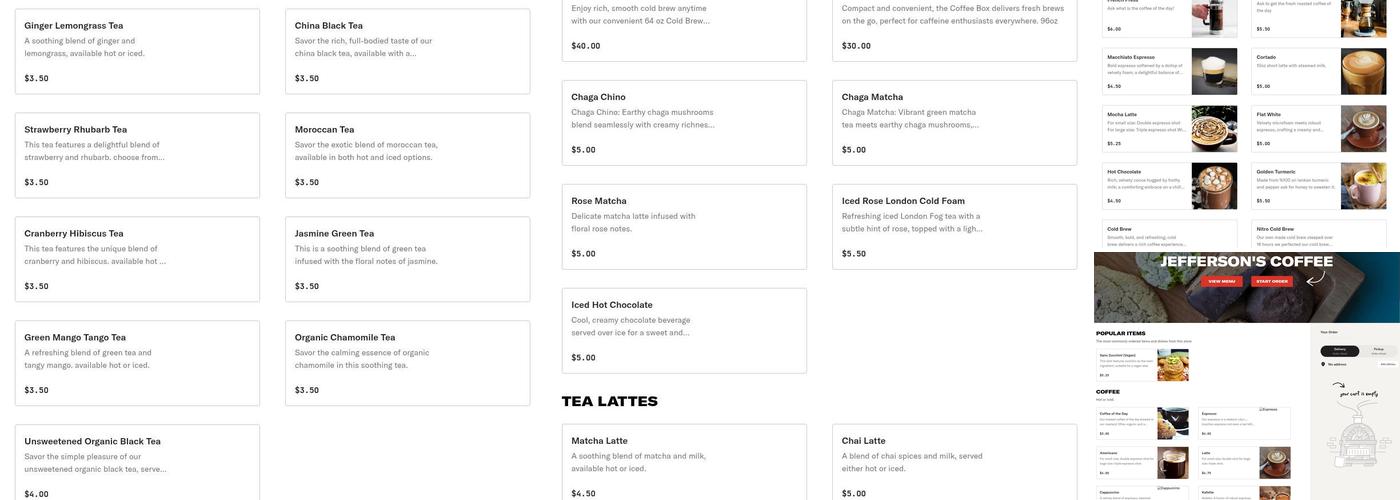 Jefferson’s Coffee Menu