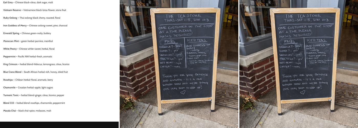 The Tea Store Menu