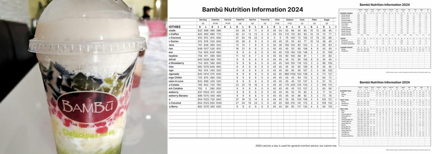 Bambu Desserts & Drinks Menu
