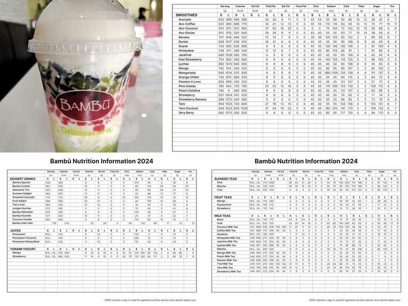 Bambu Desserts & Drinks Menu