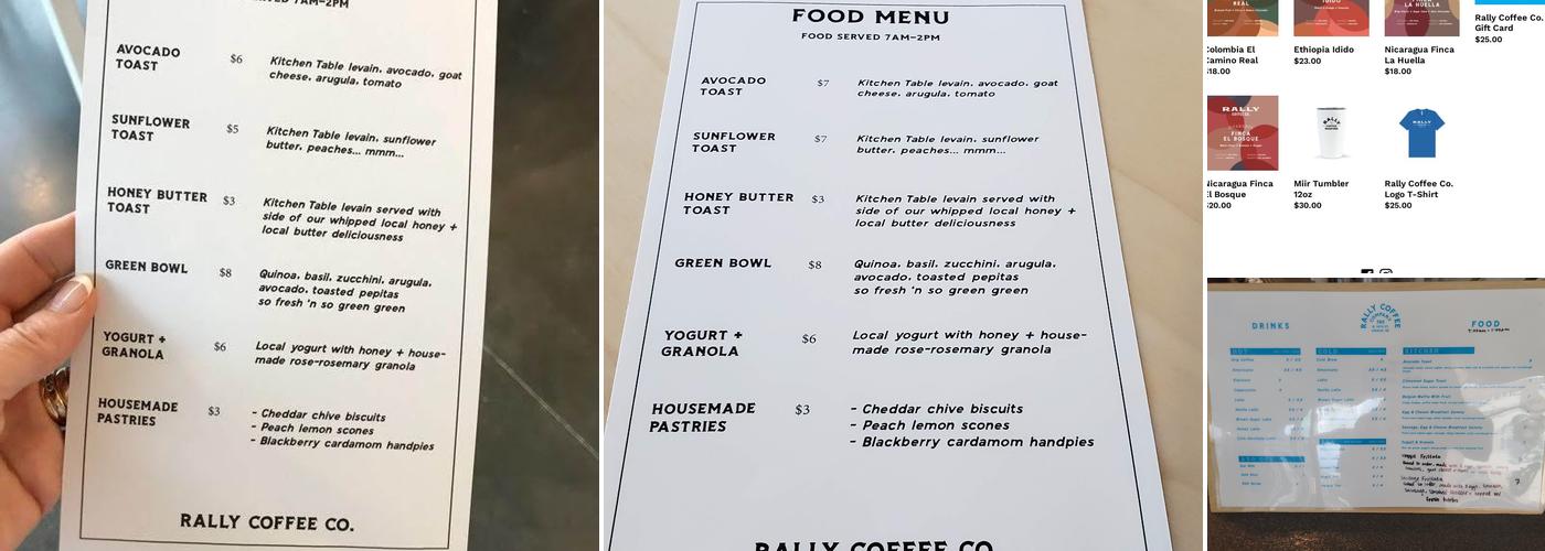 Rally Coffee Co. Menu