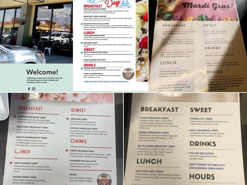 Kaffe Crepe Menu