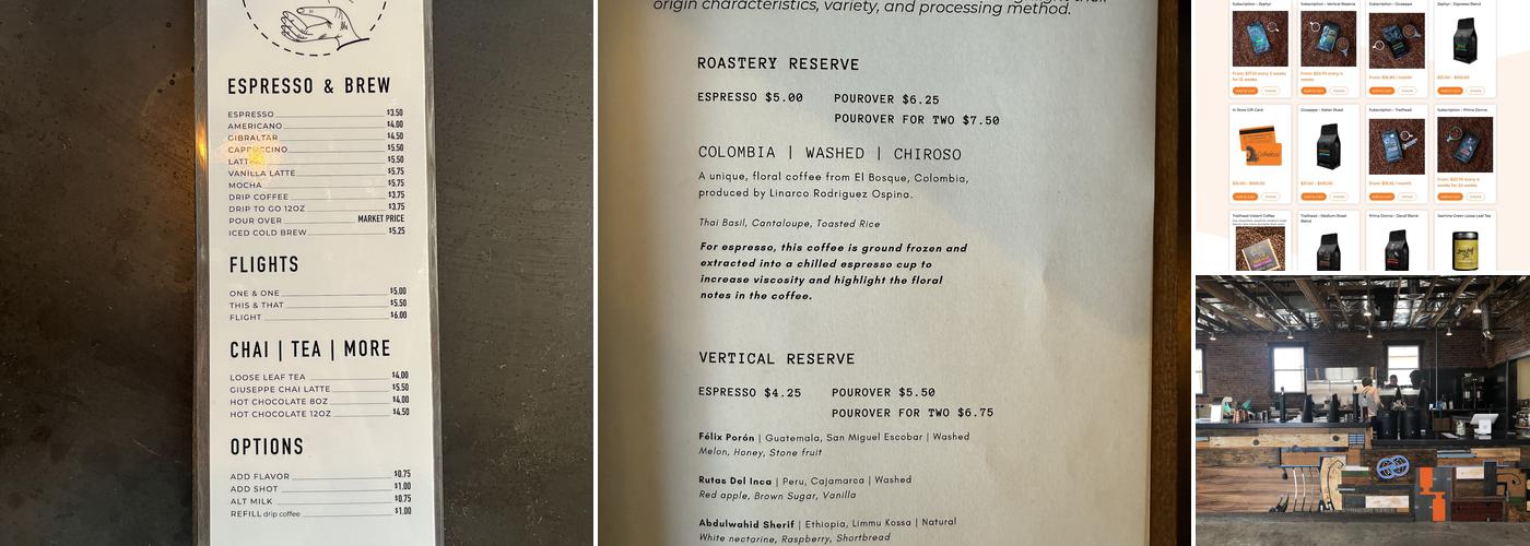 Coffeebar Roastery Menu