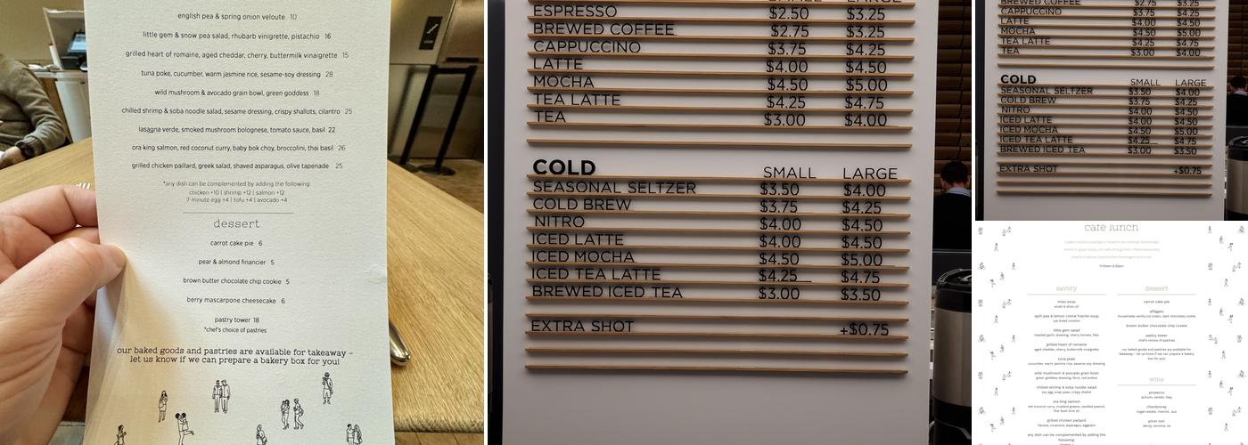 Vernick Coffee Bar Menu
