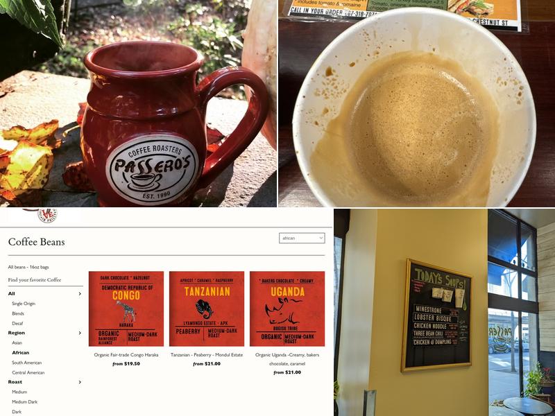 Passero's Coffee Roasters Menu