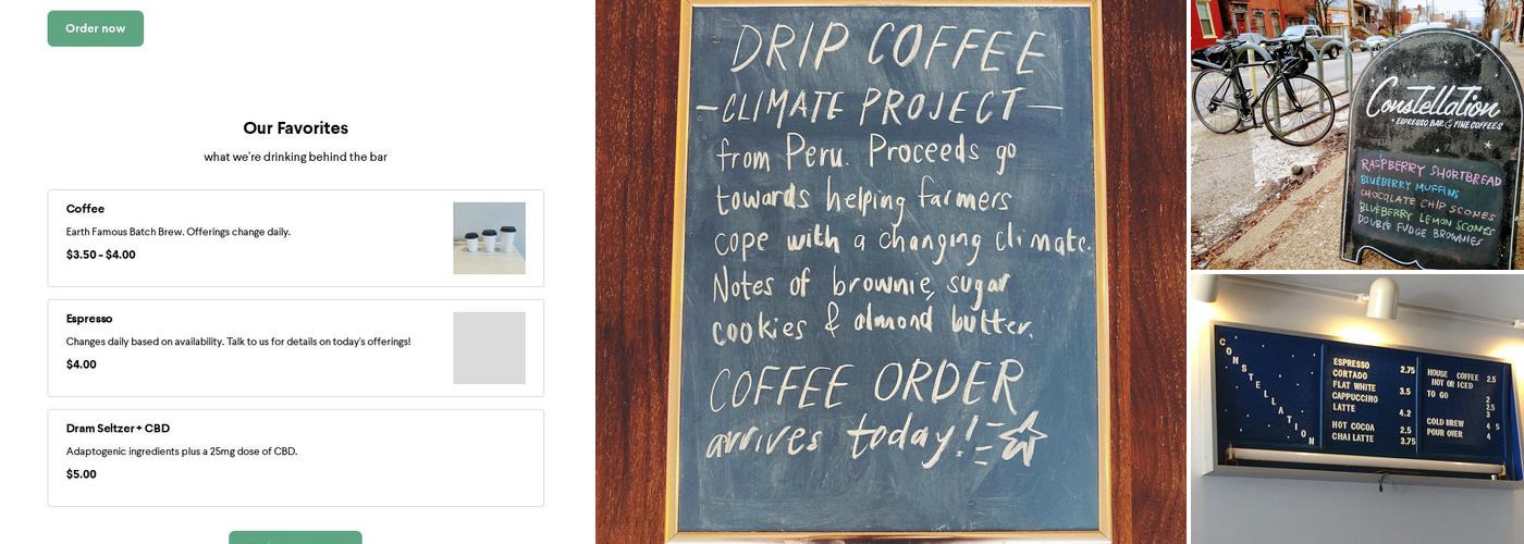 Constellation Coffee Menu