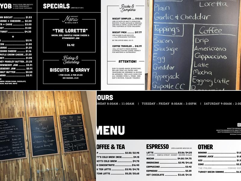 Matt Robb’s Biscuits Menu