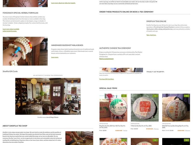 Sinofilia Tea Shop Menu