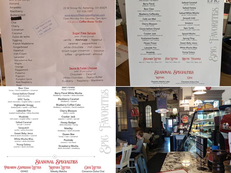 EPIC Coffee Shoppe Menu