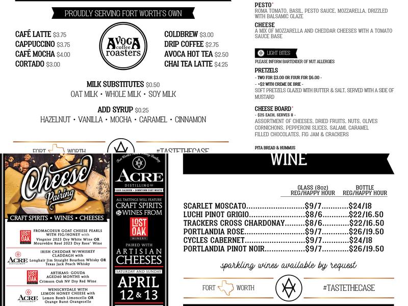 Acre Distilling Co. Menu