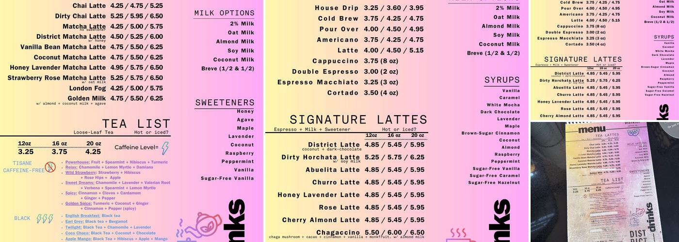 District Coffee Co. Menu