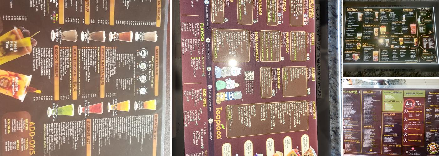 Teapioca Lounge Menu