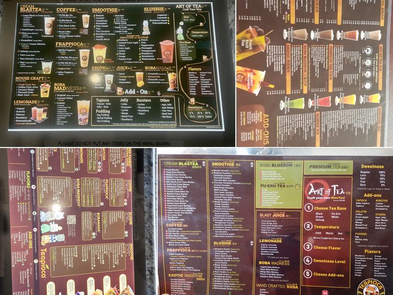 Teapioca Lounge Menu