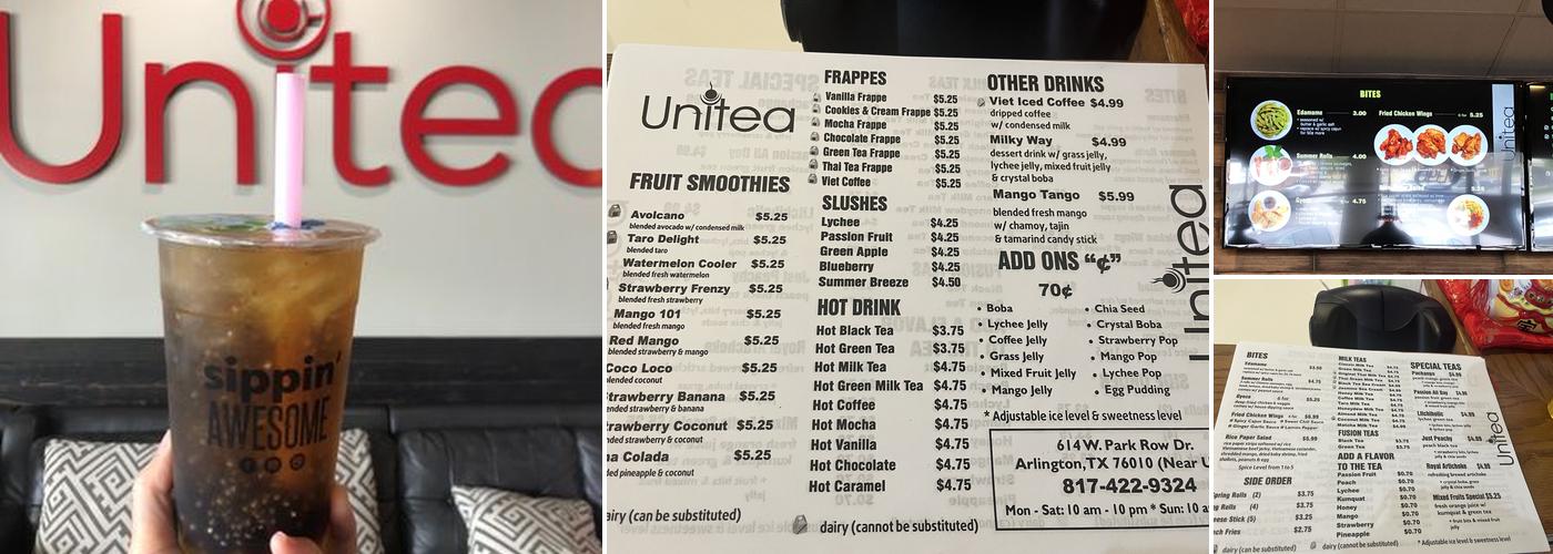 Unitea Bubble Tea Menu