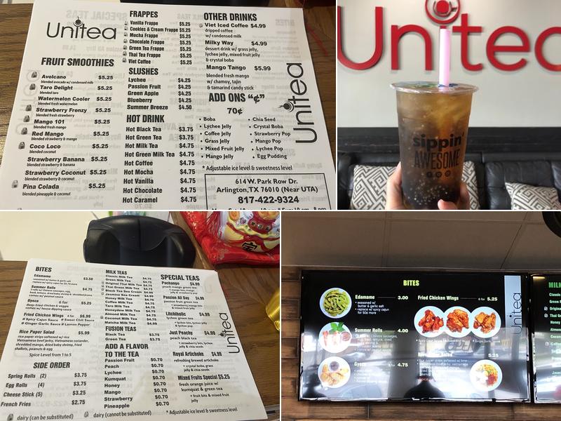 Unitea Bubble Tea Menu