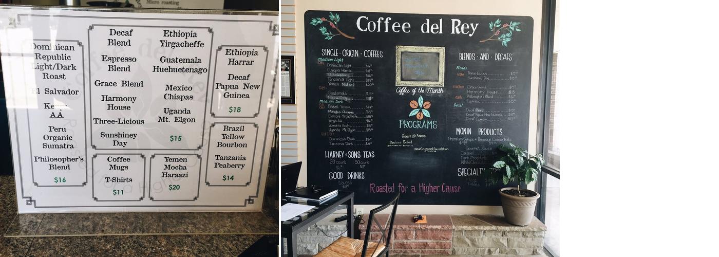Coffee del Rey Menu