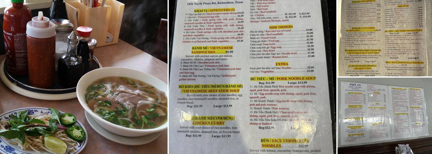 Pho An Noodles & Grill Menu