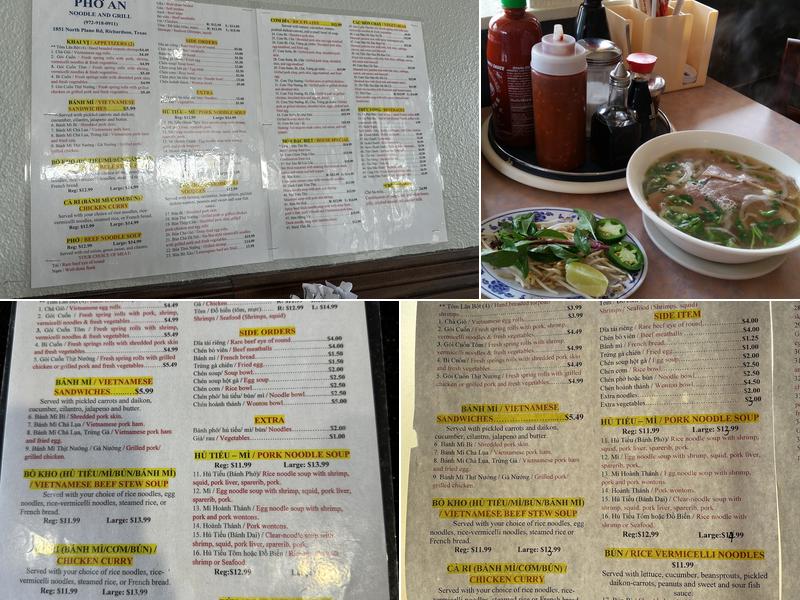 Pho An Noodles & Grill Menu