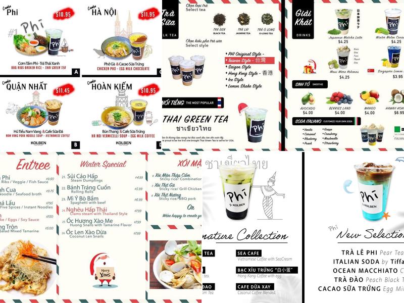 Phi Coffee & Tea Menu