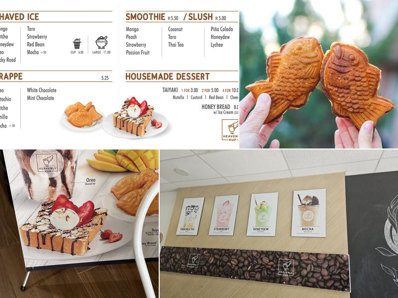 Heavenly Kup Boba,Taiyaki, and Shaved ice Menu