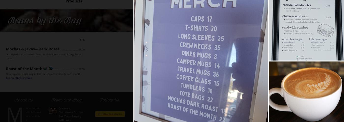 Mochas & Javas Menu