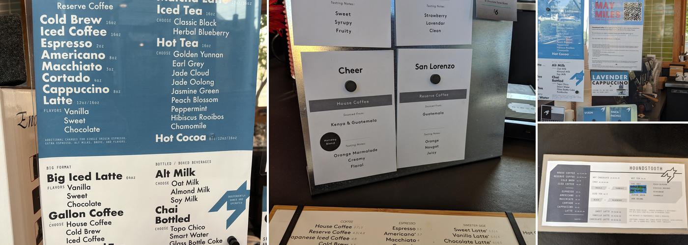 Houndstooth Coffee Menu